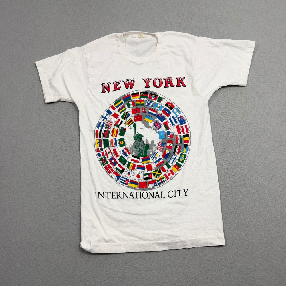 Vintage New York International City Statue of Liberty Shirt Size Small White 90s